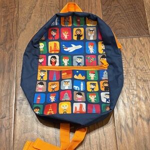 Fly Emirates around the World Small Kids Colorful Backpack with Travel Icons